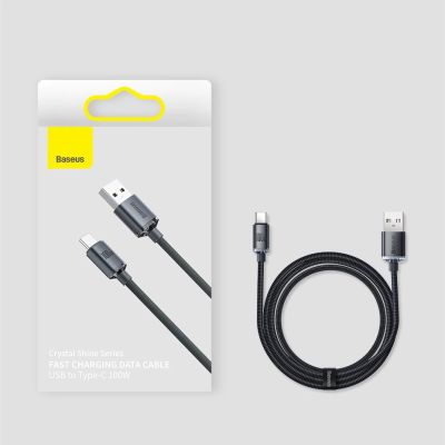 17. Baseus Crystal Shine Series Kabel USB-Kabel für schnelles Aufladen und Datenübertragung USB Typ A - USB Typ C 100W 2m Lila (CAJY000505)