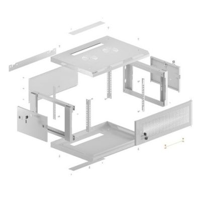 12. Wandregalschrank 19" 4U 600X450 GRAU PERFORIERT TÜR LANBERG (Flachverpackung)