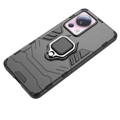 10. Ring Armor-Hülle für Xiaomi 13 Lite, gepanzerte Abdeckung, magnetischer Halterungsring, schwarz