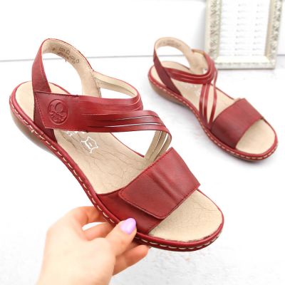 5. Rieker W RKR685 bequeme Ledersandalen rot