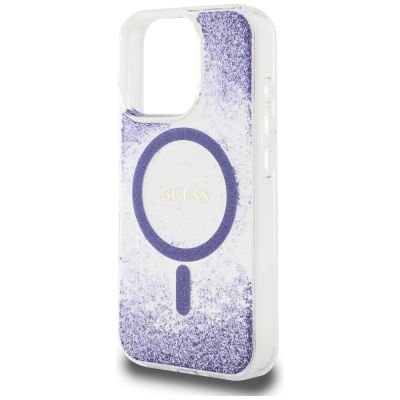 6. Guess HC Resin Bottom Glitter MagSafe Case für iPhone 16 Pro Max - Lila
