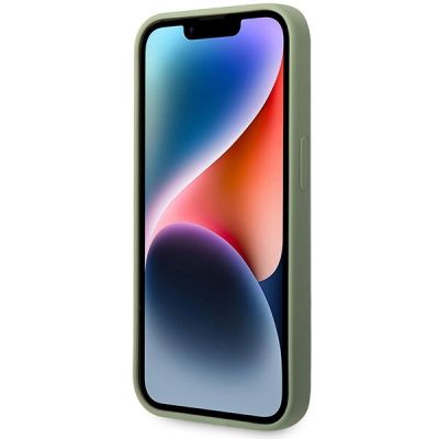 5. Guess Silikon Logo Plate MagSafe Hülle für iPhone 14 Pro Max – grün
