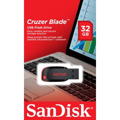 3. SanDisk CRUZER BLADE SDCZ50-032G-B35 USB-Stick (32 GB; USB 2.0; schwarz)