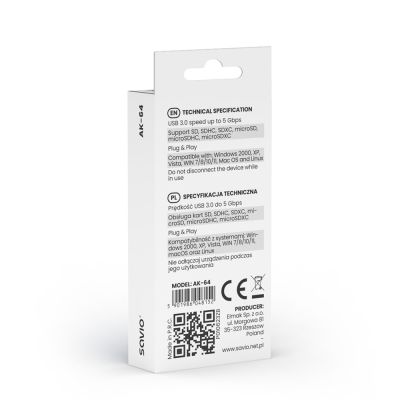 2. SAVIO SD-Kartenleser, USB 3.0 AK-64
