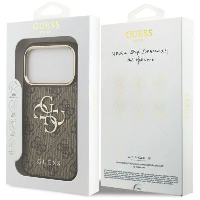 8. Guess 4G Big 4G Classic Logo Hülle für iPhone 17 Pro Max - Braun und Gold