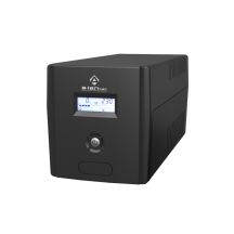 USV 1000 VA/600 W, 220 V/50 Hz, Tower-Gehäuse, LCD-Display, 4 × CEE 7/3-Anschluss, USB-Anschluss, 2 × 7 Ah VRLA-Batterien, USB-AB-Kabel (1,2 m), CEE 7/7-Netzkabel (1,4 m) von ALANTEC
