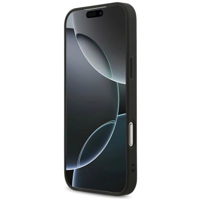 5. Guess Leather 4G Triangle Strass MagSafe Case für iPhone 17 Pro Max - Schwarz