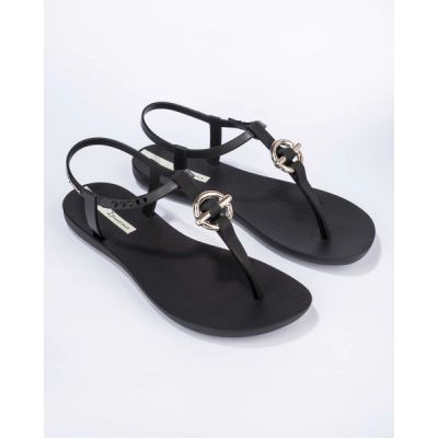 3. Ipanema Sandal Class Damen Flip-Flop Sandalen modisch Schwarz mit Gold