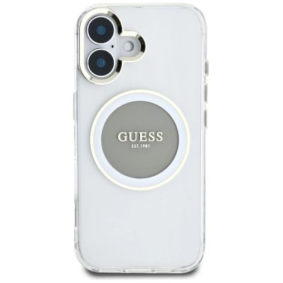 3. Guess IML Metal Colored Circle Classic Logo MagSafe Hülle für iPhone 16 - Grau