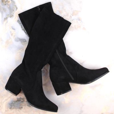 13. Sergio Leone W SK426 schwarze Wildlederstiefel mit hohem Absatz