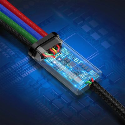 10. Baseus Kabel USB 4in1 Kabel, 2x Lightning / USB Typ C / Micro USB, Nylon geflochten 3.5A 1.2m schwarz (CA1T4-A01)