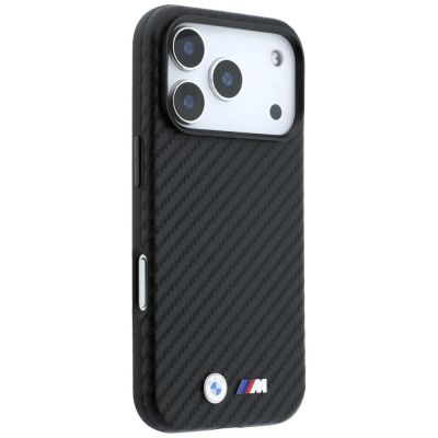 4. BMW M Carbon Metal Logo MagSafe Hülle für iPhone 17 Pro Max / 18 Pro Max - Schwarz