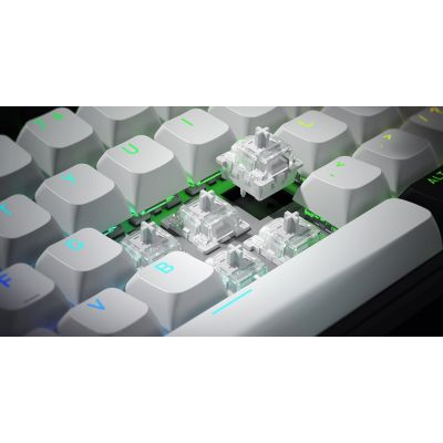 16. HATOR Skyfall 80 MAG ULTIMA 8K kabellose Gaming-Tastatur USB + RF + Bluetooth QWERTZ US-Englisch Schwarz, Weiß