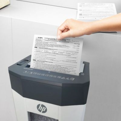 9. HP OneShred Auto 80CC Aktenvernichter HPN281780CCOF-05 Kreuzschnitt 68dB 22cm Weiß
