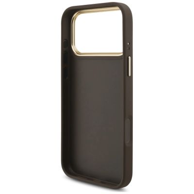 7. Guess 4G Big 4G Classic Logo Big Strap Metal Buttons Schutzhülle für iPhone 18 Pro Max / 17 Pro Max – braun