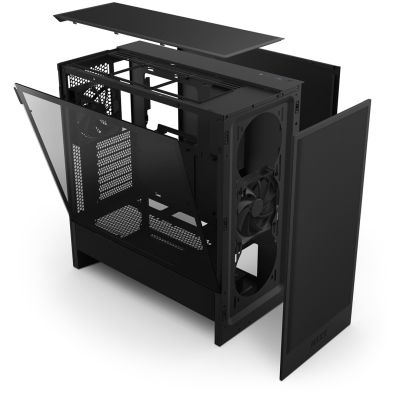 7. NZXT H5 Flow MIDI-Towergehäuse mit Fenster, Schwarz