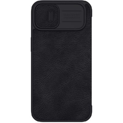 4. Nillkin Qin Leder Pro Hülle iPhone 14 Plus Kamera Cover Holster Cover Flip Case Schwarz