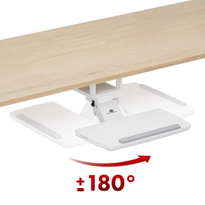 11. Maclean Tastaturhalterung für unter den Schreibtisch, verstellbar, max. 5 kg, Weiß, MC-156 W