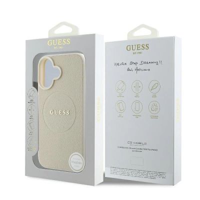 8. Guess Grained Ring MagSafe-Hülle für iPhone 16 – Beige