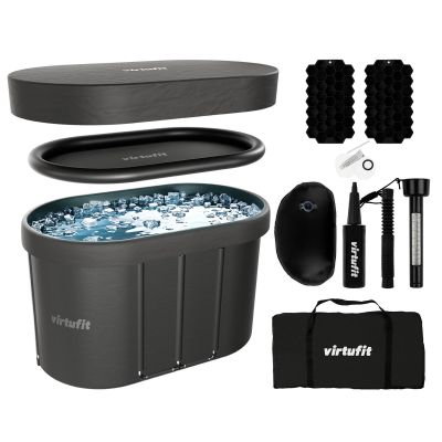 12. VIRTUFIT Ovales Eisbad 500 Liter Anthrazit mit Zubehör
