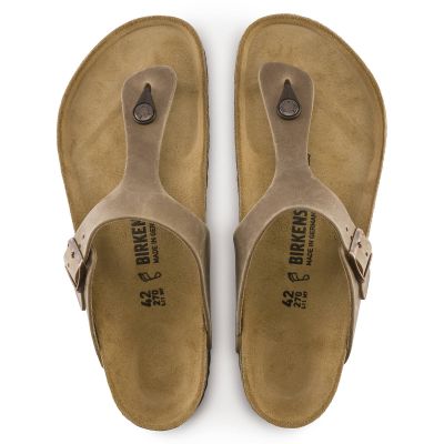 5. Birkenstock Gizeh Oiled Leather Tobacco Brown Regular Wide Damen Flip-Flops (0943811)