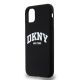 2. DKNY Liquid Silicone MagSafe Hülle für iPhone 11/Xr, Weiß, mit aufgedrucktem Logo, Schwarz