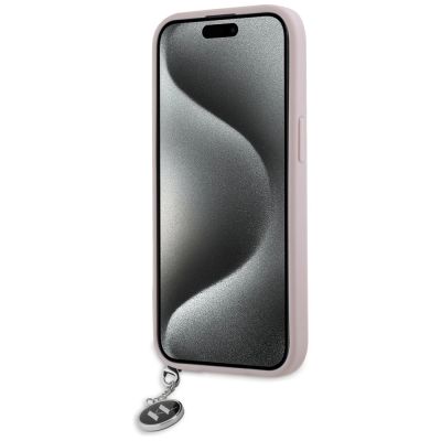 5. Karl Lagerfeld Saffiano Rhinestones & Charm Hülle für iPhone 15 / 14 / 13 – Rosa