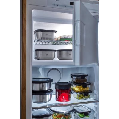 8. GEFU 12776 Lebensmittel-Aufbewahrungsbehälter, rechteckig, 2,6 l, Schwarz/Edelstahl, 1 Stück