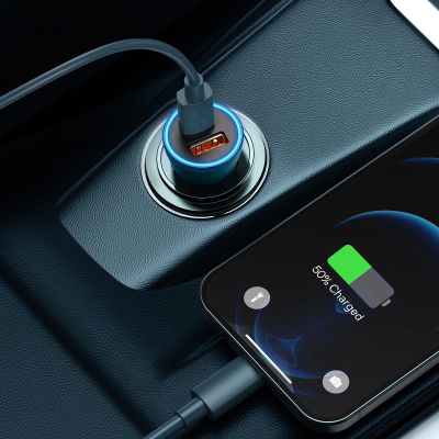 8. Baseus Golden Contactor Max schnelles Autoladegerät USB + USB Typ C 60 W Quick Charge blau (CGJM000103)