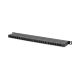22. Hochdichtes Patchpanel 19 Zoll, 24x RJ45, LSA-Level, Cat. 6A, geschirmt, 0,5 HE, schwarz, Kabelführung