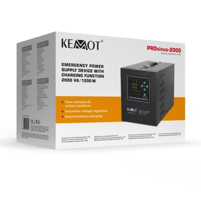 3. KEMOT PROsinus-2000 Notstromversorgung, reiner Sinuswellenwandler mit Ladefunktion 12 V 230 V 2000 VA/1200 W