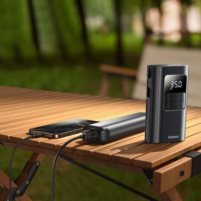 9. Baseus PrimeTrip VA1 75W 2-in-1 Reifenkompressor mit Taschenlampe und 6000mAh Powerbank – Schwarz