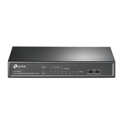 TP-LINK TL-SF1008LP Desktop-Switch, 8 Ports (10/100 Mbit/s, 4 Ports PoE), 8 RJ45-Ports (10/100 Mbit/s, 4 Ports PoE), Datenübertragung und Stromversorgung von Geräten über dieselben Kabel, Plug-and-Play-Installation, keine Konfiguration erforderlich