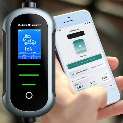 6. Qoltec Mobile EV-Ladegerät für Elektro- und Hybridfahrzeuge, einstellbar, 2-in-1 Typ 2 | 7 kW | 230 V | CEE 32 A | Wi-Fi | TUYA | SMART LIFE | LCD | Tragbar | Wallbox | 5 m