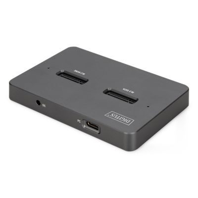 23. USB-C 3.2 Gen2 Dockingstation für M.2 Duo NVMe- und SATA-SSDs (max. 2 x 4 TB) mit SD-Express 7.1-Kartenleser (max. 2 TB), Schwarz