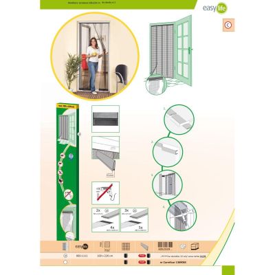53. Tür-Moskitonetz 100 x 220 mm, Lamellen-Polyester + Klettband