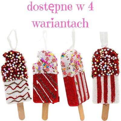 16. Eiscreme-Hängedekorationskugeln, 3 Stück, weiß