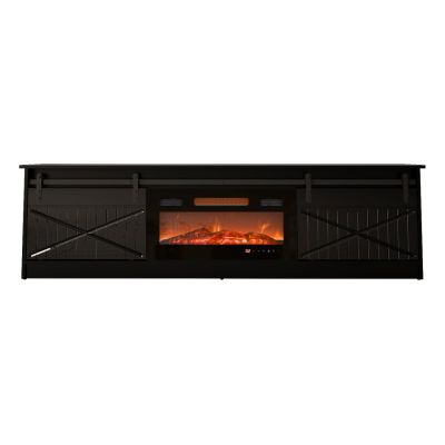 6. GRANERO TV-Schrank + Kamin 200x56,7x35 Schwarz/Schwarz-Kombination