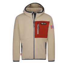 Trollkids Kids Aurlandsfjord Jacket Kinder-Fleecejacke mit Reißverschluss und Kapuze, beige (466-815)