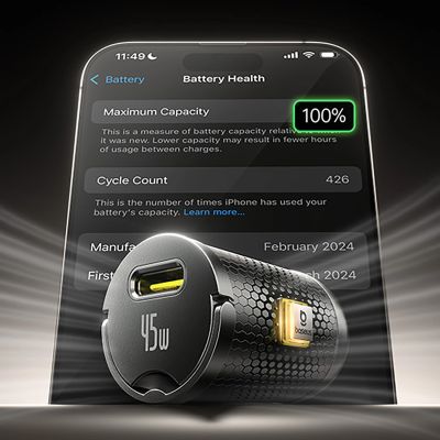 15. Baseus PrimeTrip VP2 45W USB-C Kfz-Ladegerät mit 60W USB-C auf USB-C 1m Kabel – Schwarz