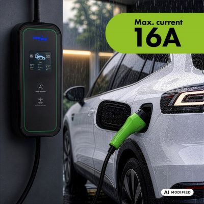 15. GreenBlue EV/PHEV-Ladegerät, tragbar, Typ 2, Kabellänge 680 cm, IP65, 11 kV, 220–380 V AC 50/60 Hz, 16 A, 3-phasig, GB1100