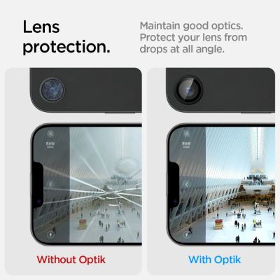 10. Spigen Optik Pro GLAS.TR „Ez Fit“ Kameraschutzhülle, 2er-Pack für iPhone 16e / 17e – Schwarz