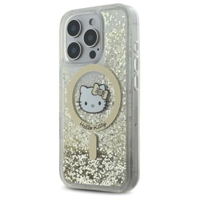 2. Hello Kitty Liquid Glitter Fever MagSafe Hülle für iPhone 16 Pro – Gold