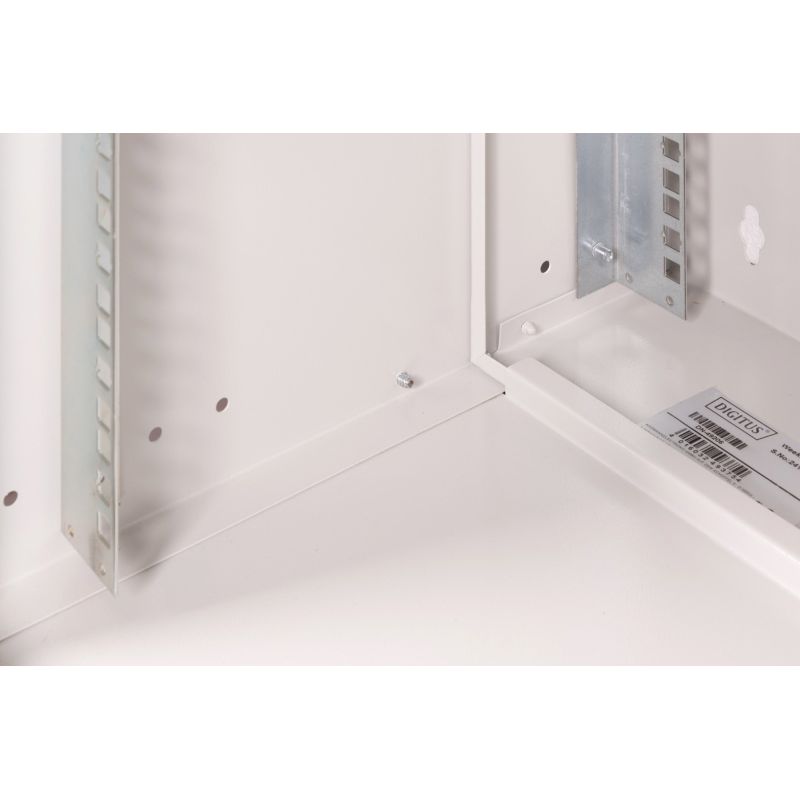 17. 19-Zoll-12-HE-Wandnetzwerkschrank, SOHO PRO 595 x 540 x 400 mm, Glastür, grau, unmontiert, 60 kg