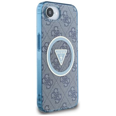 4. Guess IML Metal Glitter 4G Circle Triangle MagSafe Case für iPhone 16e - Blau