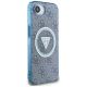 4. Guess IML Metal Glitter 4G Circle Triangle MagSafe Case für iPhone 16e - Blau