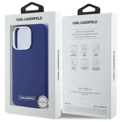 8. Karl Lagerfeld FW Metal Plate MagSafe Hülle für iPhone 16 Pro Max – Blau