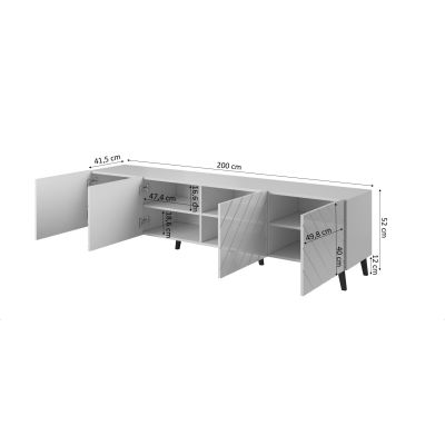 4. ABETO TV-Schrank 200x42x52 Graphit/Glanzgraphit