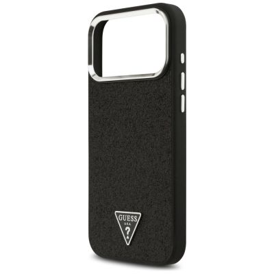 6. Guess Glitter Triangle Logo MagSafe Case für iPhone 17 Pro Max - Schwarz