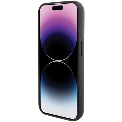 5. Karl Lagerfeld Gripstand Saffiano Choupette Pins Hülle für iPhone 14 Pro – Schwarz